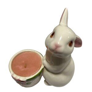 Vtg Avon Bunny Bright Ceramic Fragrance Candle Holder Spiced Apple Scent 1980